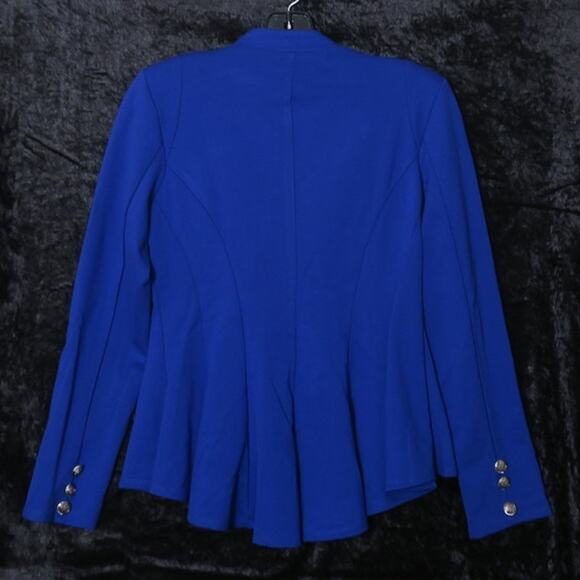 Royal Blue Shoulder Pad Double Notch Lapel Peplum Blazer Sz S Hybrid & Company - Picture 8 of 12